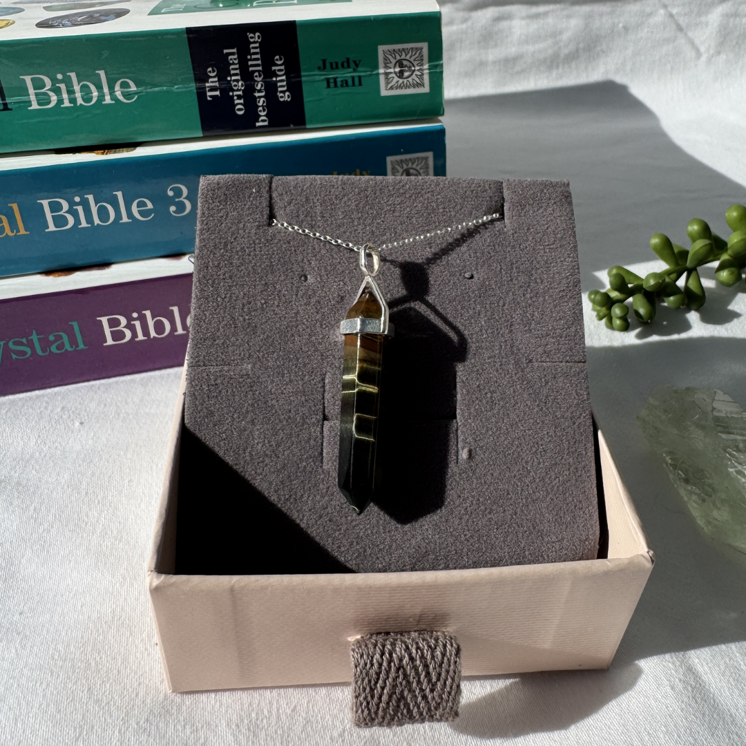 Tigers Eye Point Sterling Silver Necklace