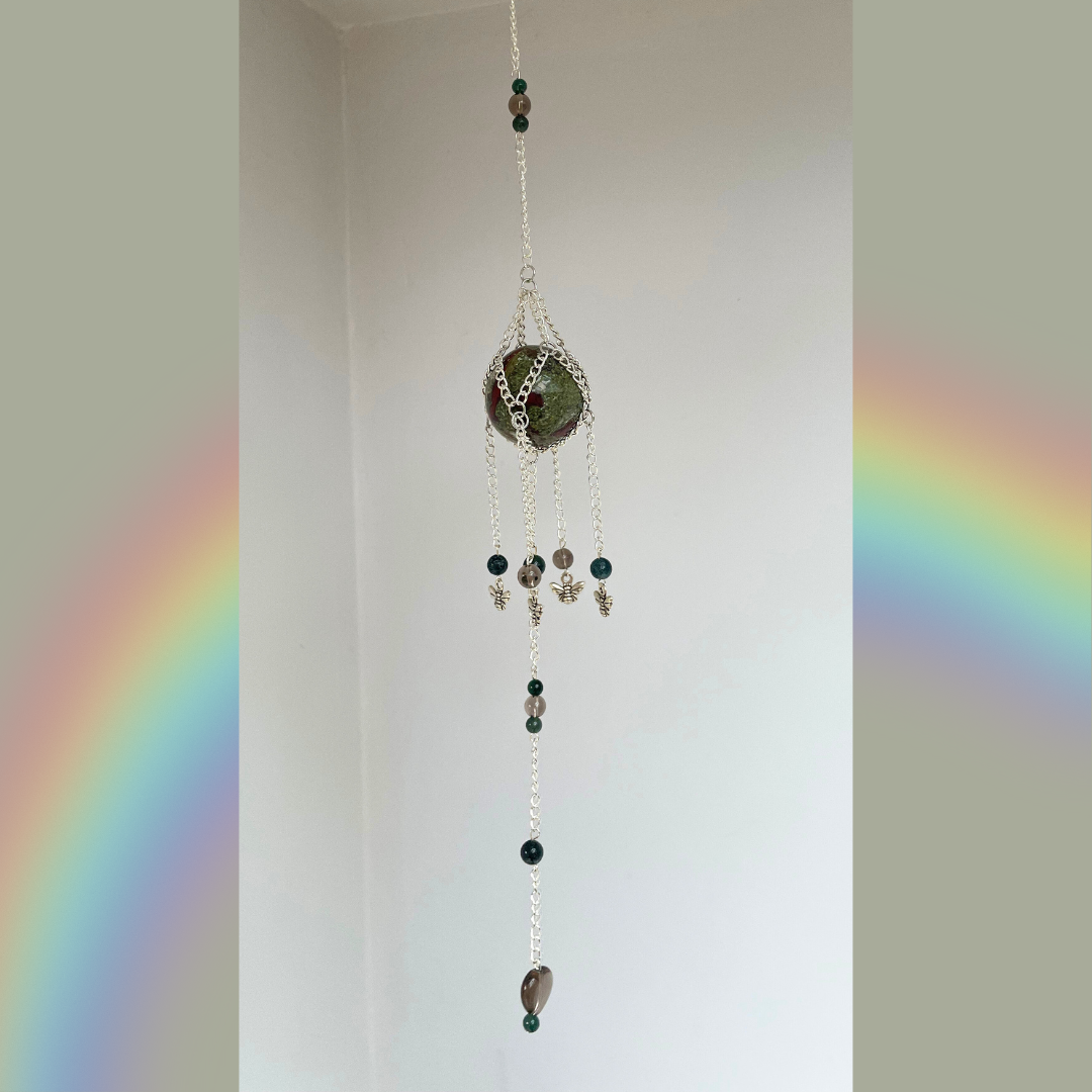 Bloodstone Sphere Mini Suncatcher | Crystal Wall Hanging