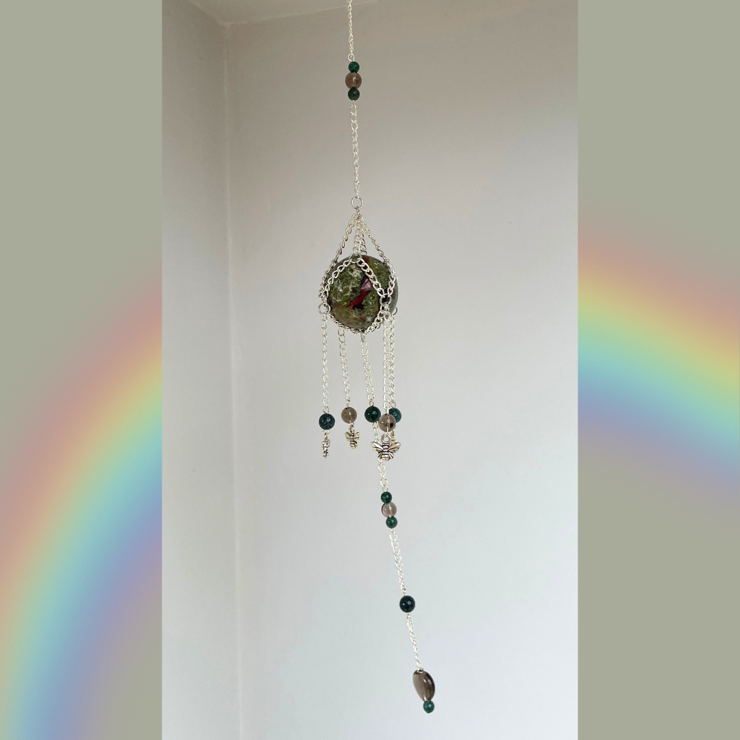 Bloodstone Sphere Mini Suncatcher | Crystal Wall Hanging