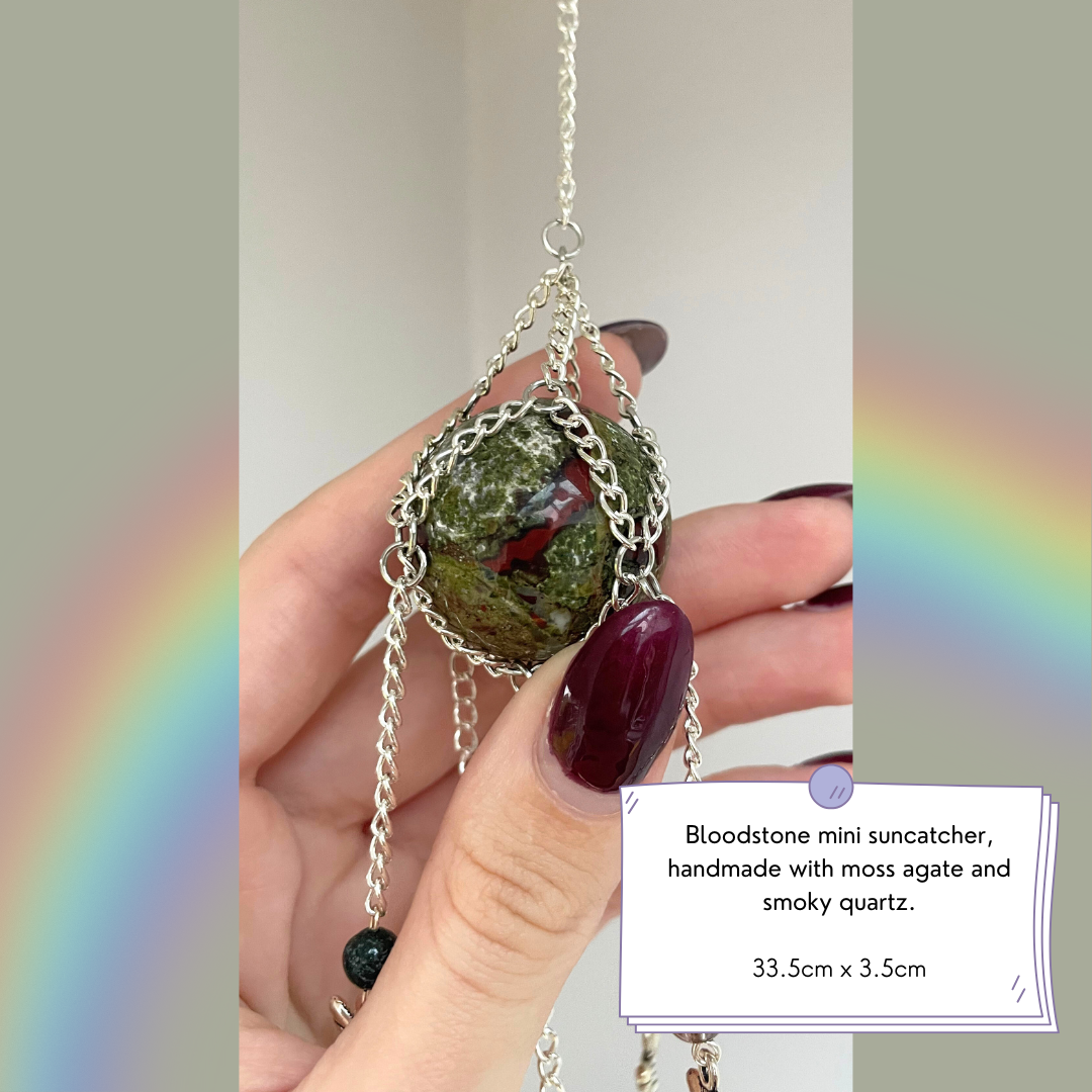 Bloodstone Sphere Mini Suncatcher | Crystal Wall Hanging