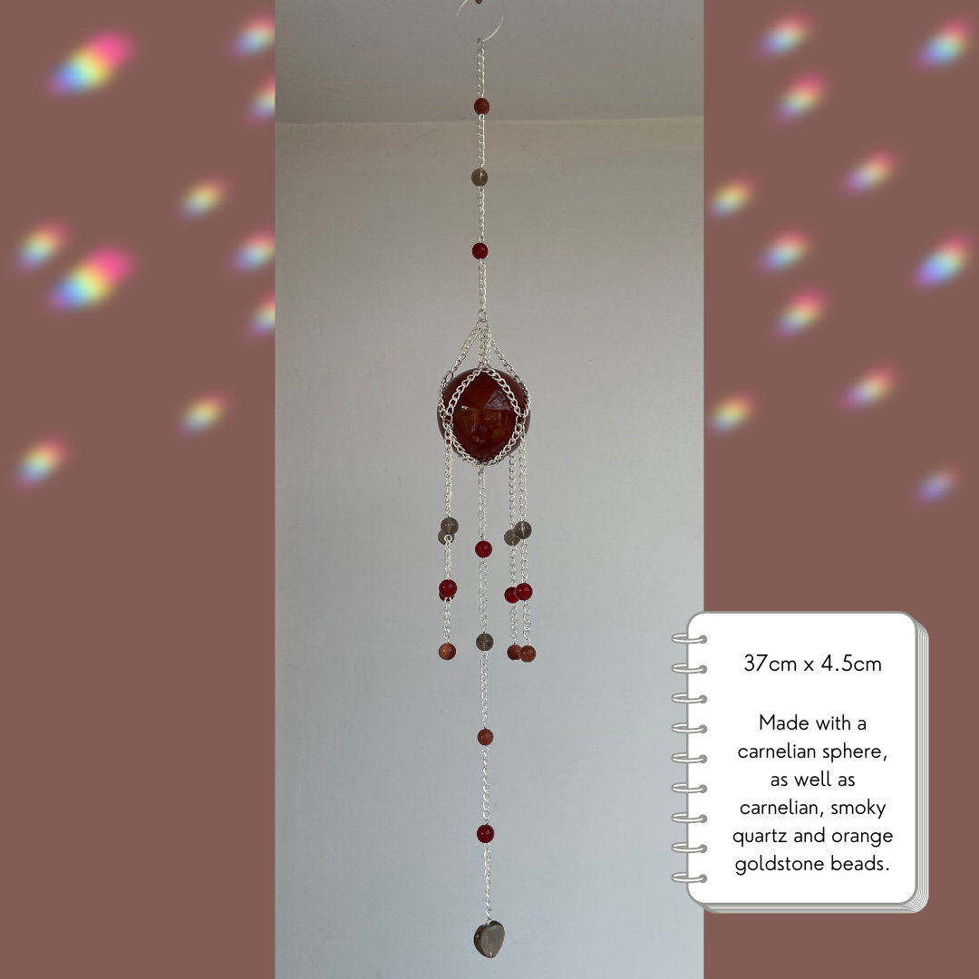 Carnelian Sphere Suncatcher | Crystal Wall Hanging