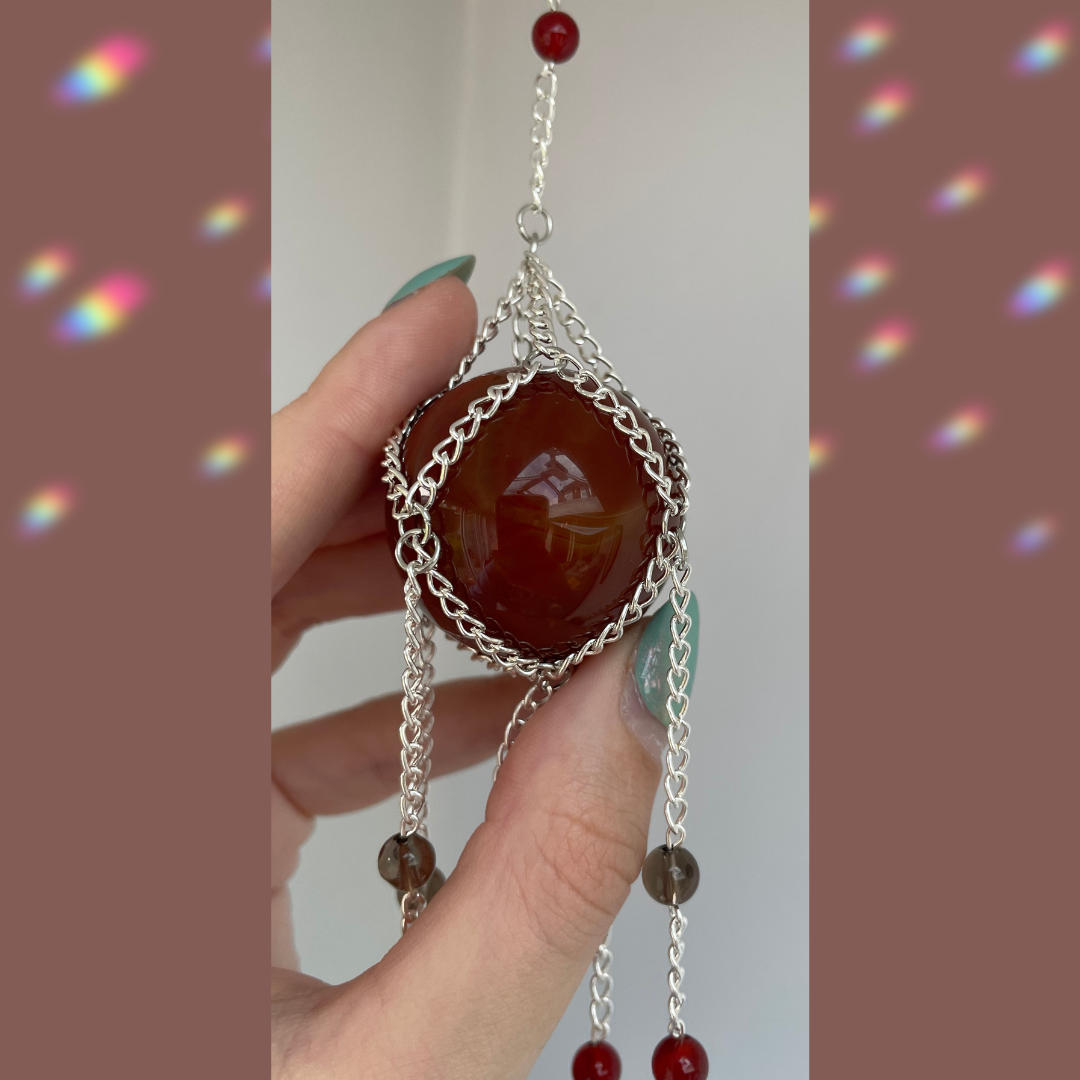 Carnelian Sphere Suncatcher | Crystal Wall Hanging