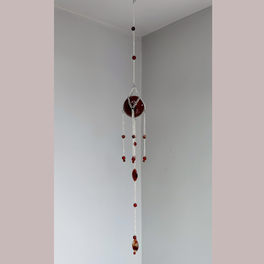Carnelian Sphere Suncatcher | Handmade Crystal Wall Hanging