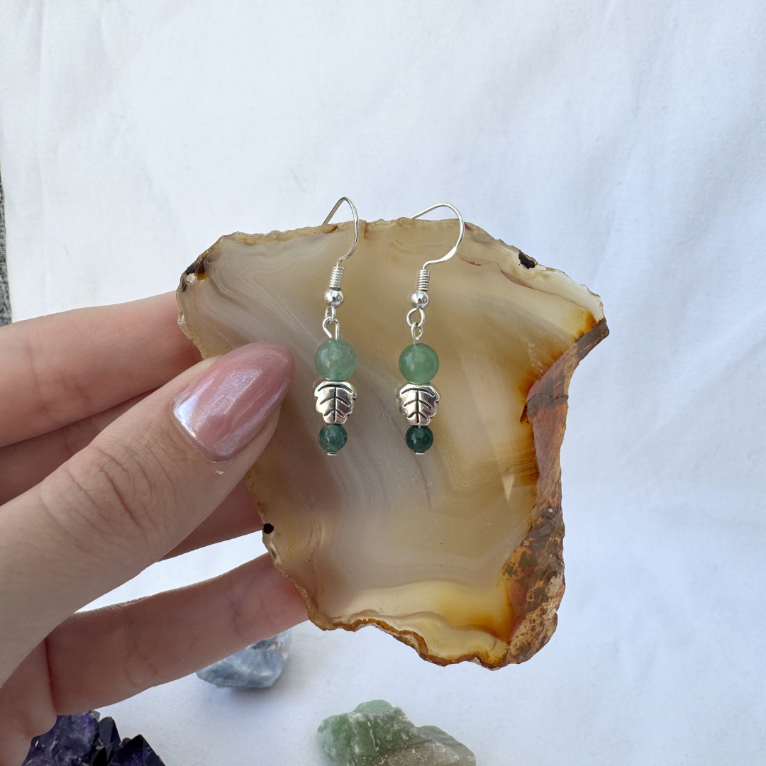 Little Fern Earrings | Handmade with Aventurine + Moss Agate