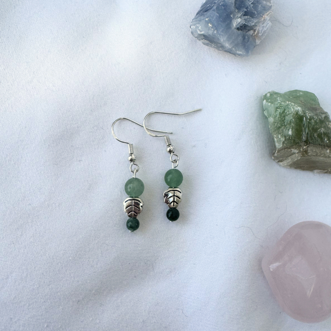 Little Fern Earrings | Handmade with Aventurine + Moss Agate