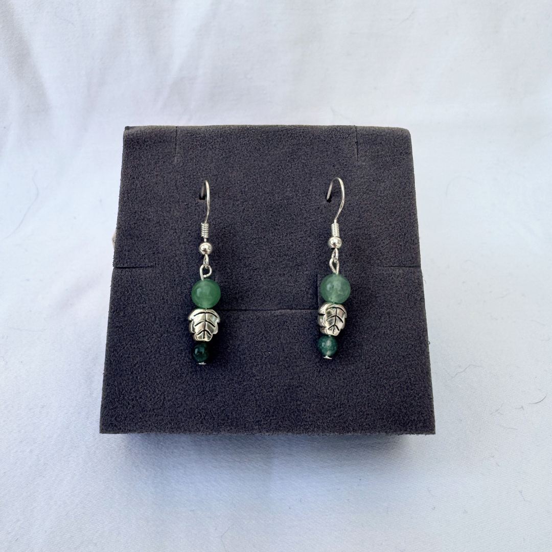 Little Fern Earrings | Handmade with Aventurine + Moss Agate