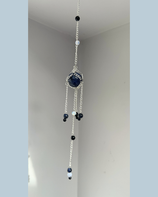 Mini Sodalite Sphere Suncatcher | Handmade Crystal Wall Hanging