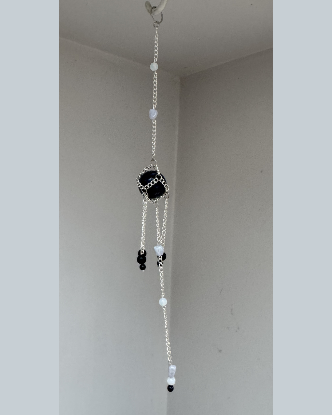 Mini Sodalite + Blue Lace Agate Sphere Suncatcher | Handmade Crystal Wall Hanging
