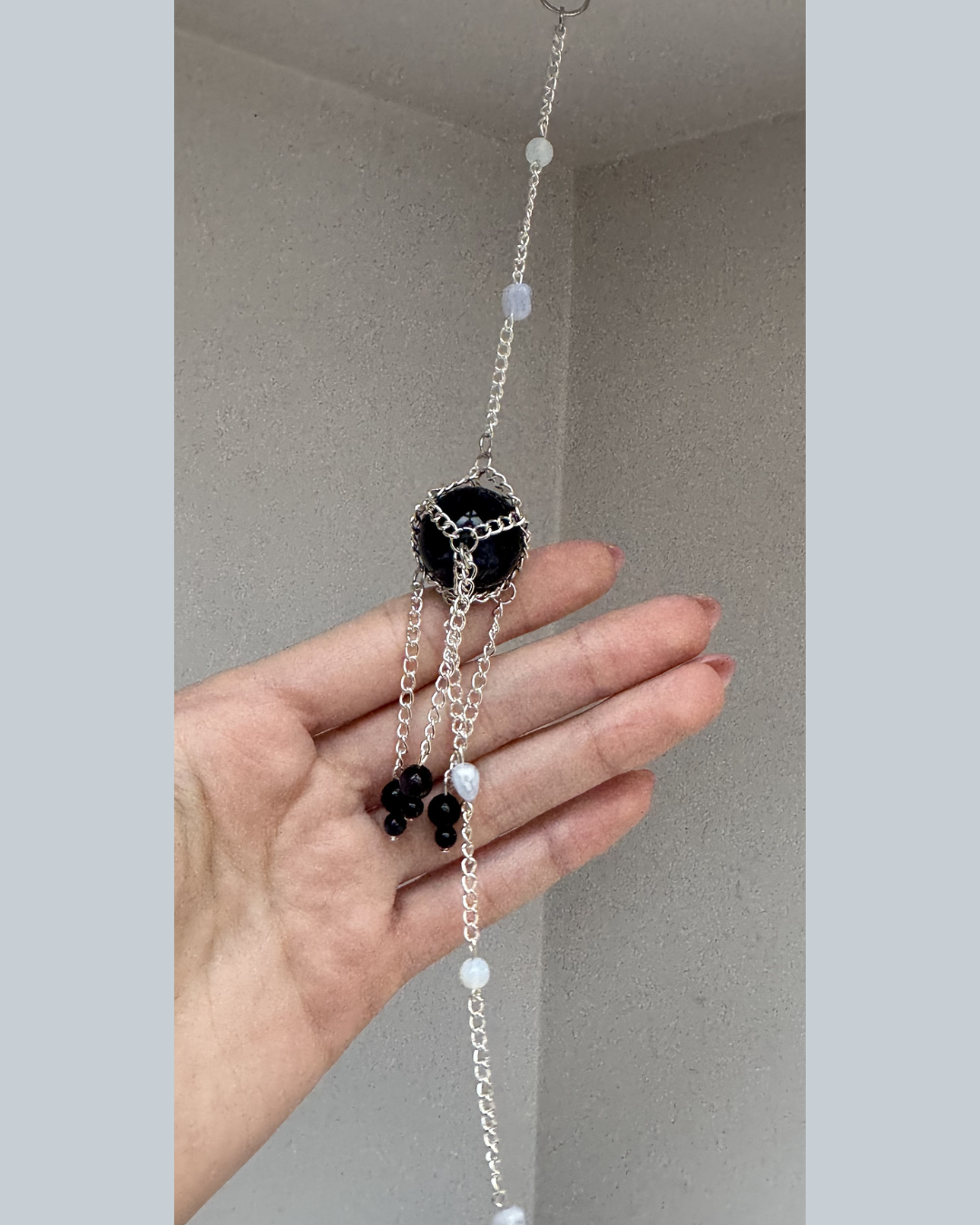 Mini Sodalite + Blue Lace Agate Sphere Suncatcher | Handmade Crystal Wall Hanging