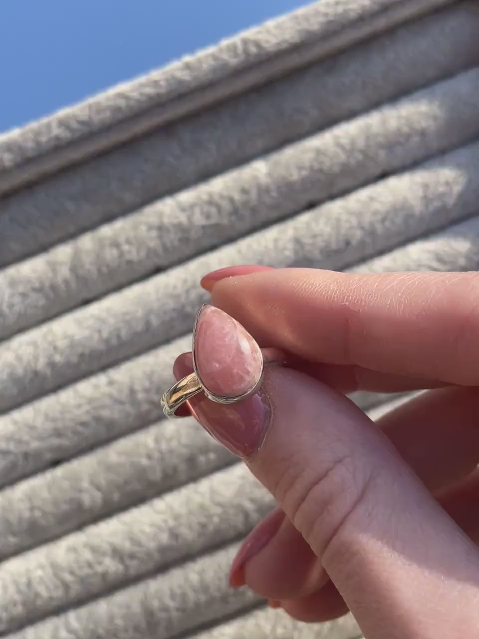 Rhodochrosite Sterling Silver Ring | P | 7.5