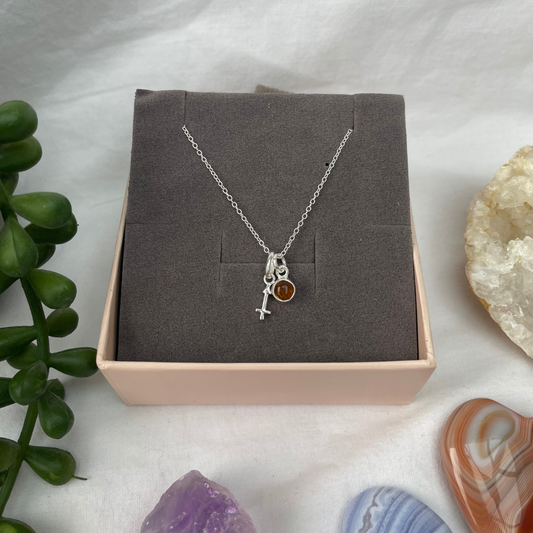 November Sagittarius + Citrine Necklace | November Birthstone Zodiac Necklace | Sterling Silver | 18 Inch