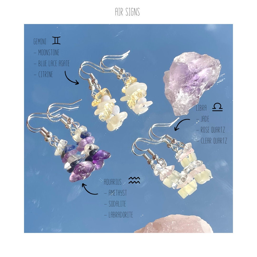 Zodiac Sign Crystal Chip Earrings | Best Crystals For Each Sign | Available in Sterling Silver + Plated
