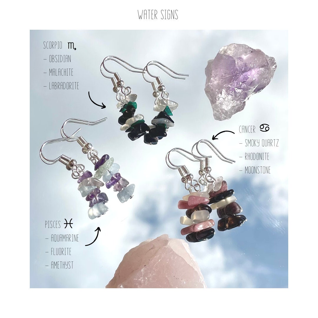 Zodiac Sign Crystal Chip Earrings | Best Crystals For Each Sign | Available in Sterling Silver + Plated