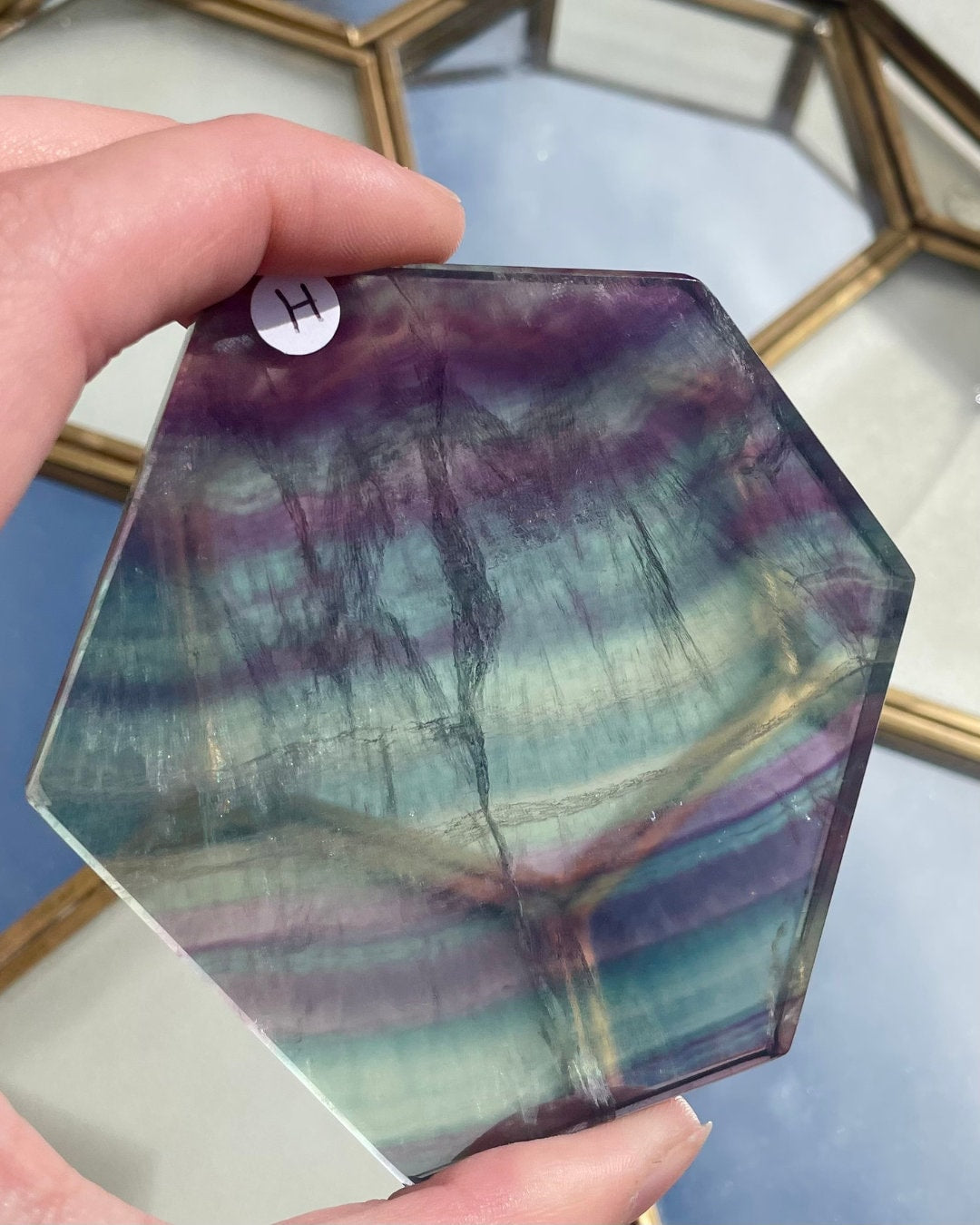 Fluorite Slab H - High Quality Rainbow Fluorite - Add a Stand