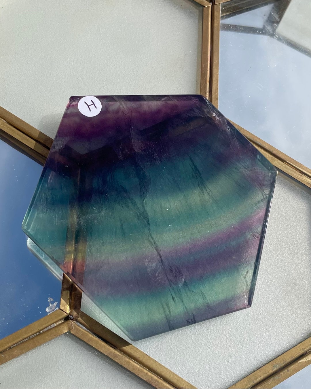 Fluorite Slab H - High Quality Rainbow Fluorite - Add a Stand