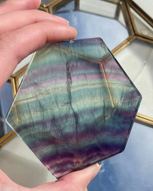 Fluorite Slab H - High Quality Rainbow Fluorite - Add a Stand