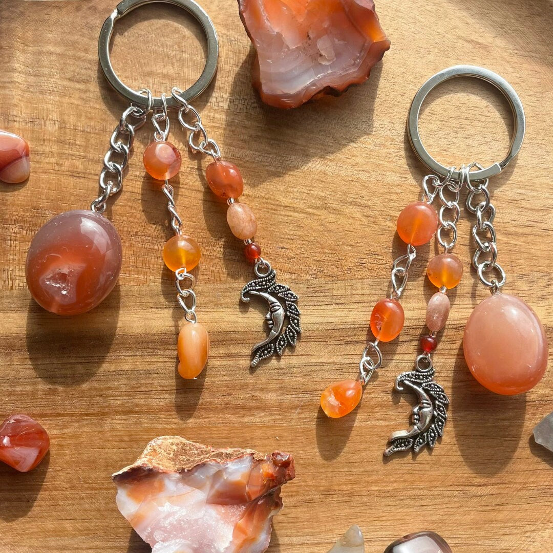 Carnelian Keyrings | Handmade with Carnelian + Sunstone
