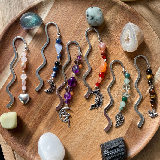 Crystal Bookmarks - Swiggle Bookmarks - Handmade with High Quality Crystals - 6 Options