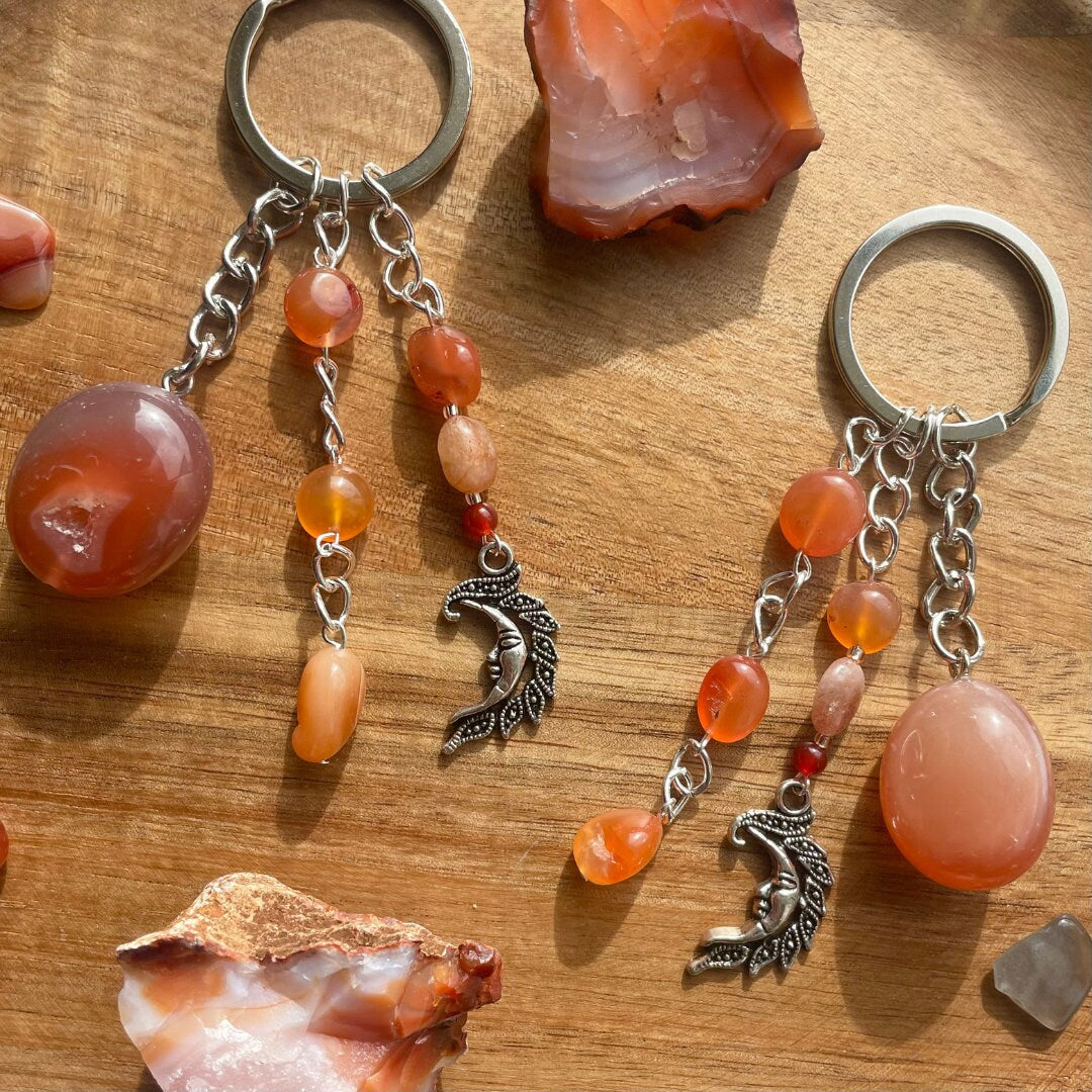 Carnelian Keyrings | Handmade with Carnelian + Sunstone