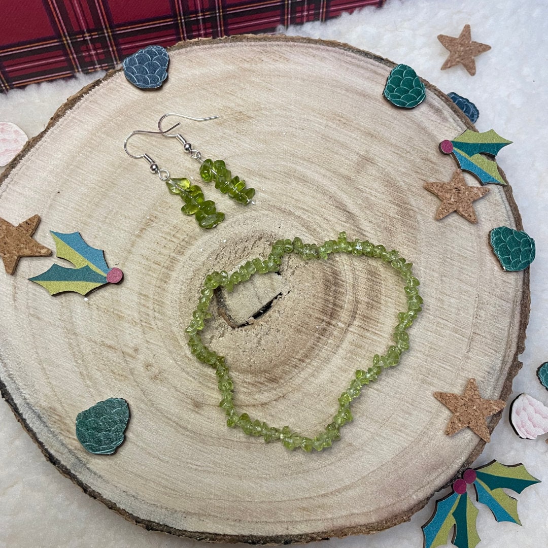 Peridot Earrings + Bracelet Matching Set | Perfect for Gifting | Secret Santa Ideas