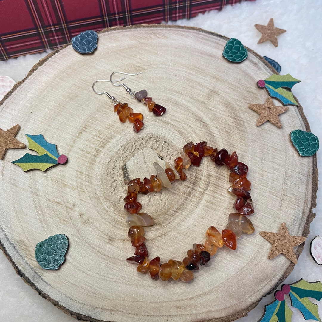 Carnelian Earrings + Bracelet Matching Set | Perfect for Gifting | Secret Santa Ideas