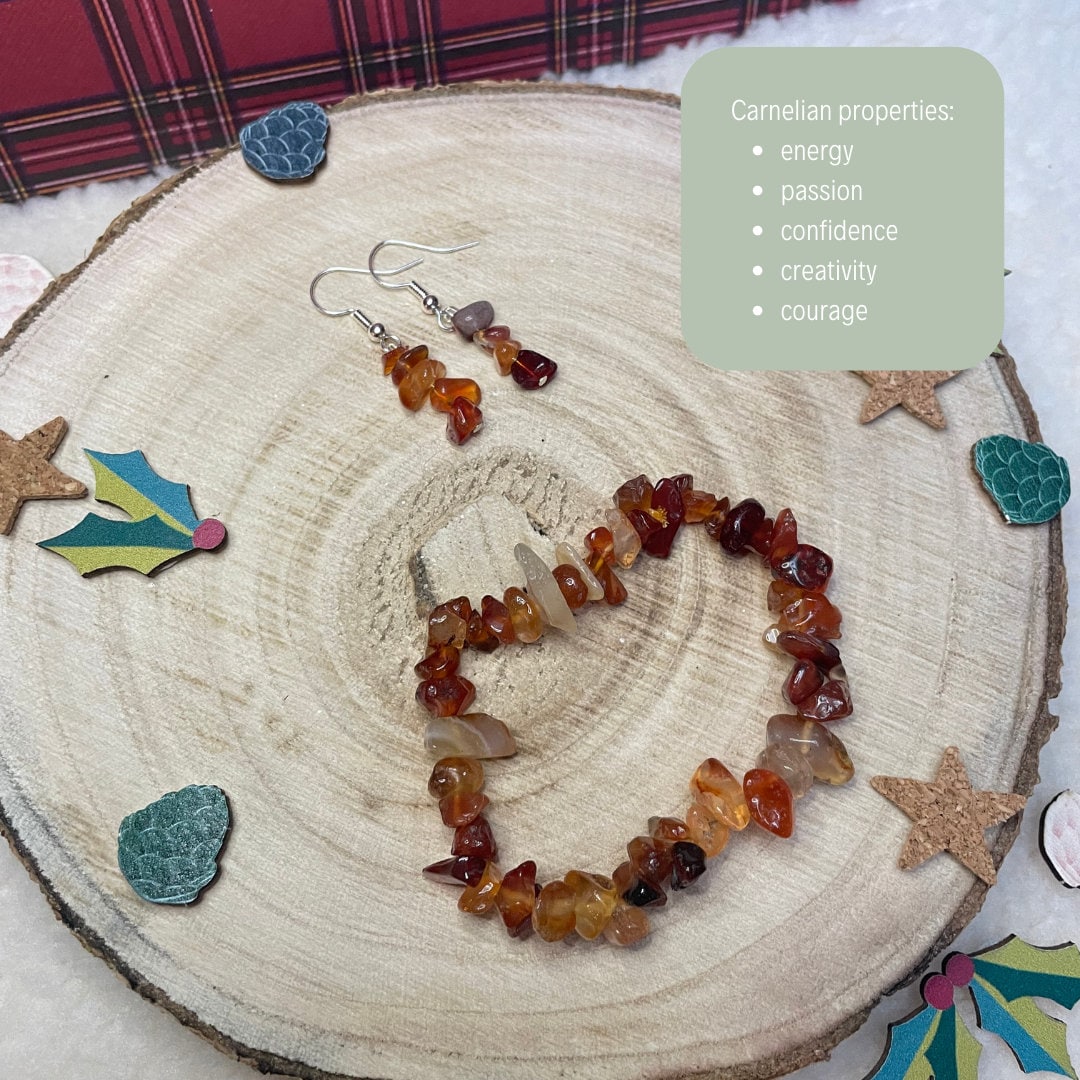 Carnelian Earrings + Bracelet Matching Set | Perfect for Gifting | Secret Santa Ideas