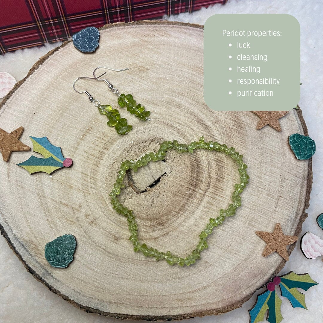 Peridot Earrings + Bracelet Matching Set | Perfect for Gifting | Secret Santa Ideas