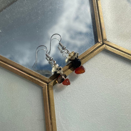 Anti-sad Crystal Chip Earrings - Made with Crystals to Help Bring Joy + Happiness - Citrine, Dalmatian Jasper, Smokey Quartz and, Carnelian