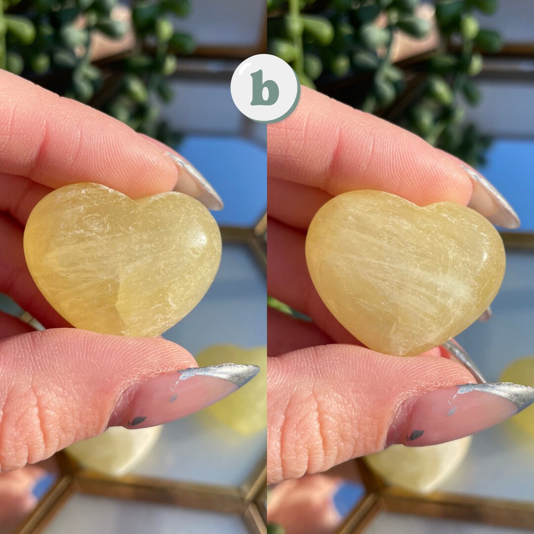 Lemon Calcite Crystal Hearts