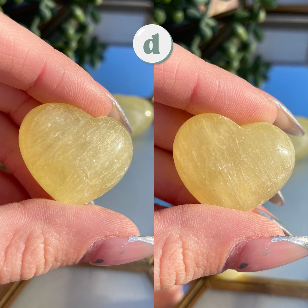 Lemon Calcite Crystal Hearts