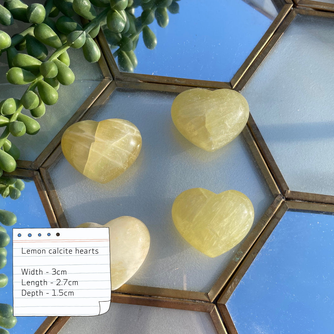 Lemon Calcite Crystal Hearts