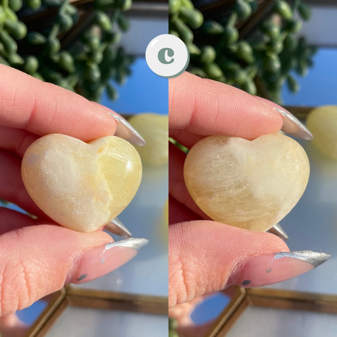 Lemon Calcite Crystal Hearts