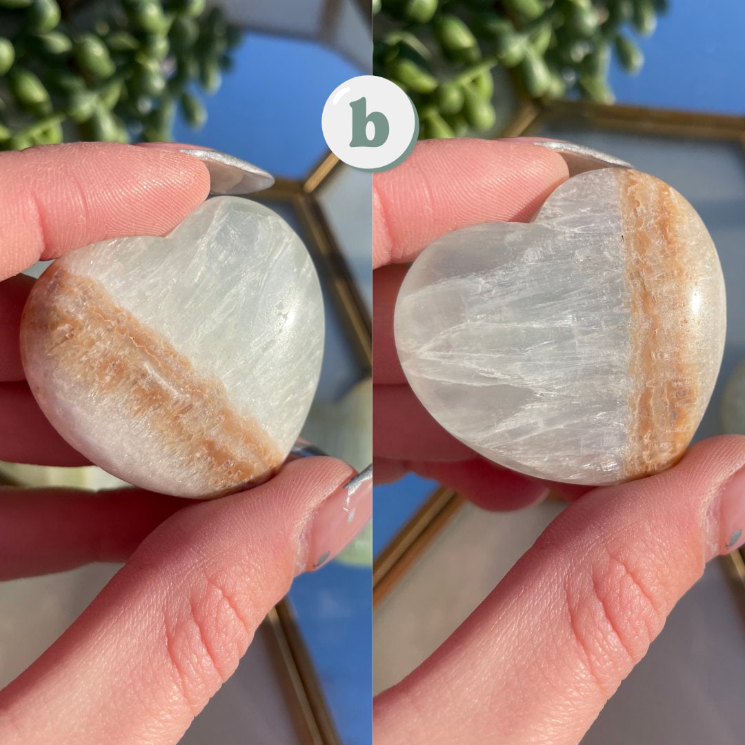 Pistachio Calcite Crystal Hearts