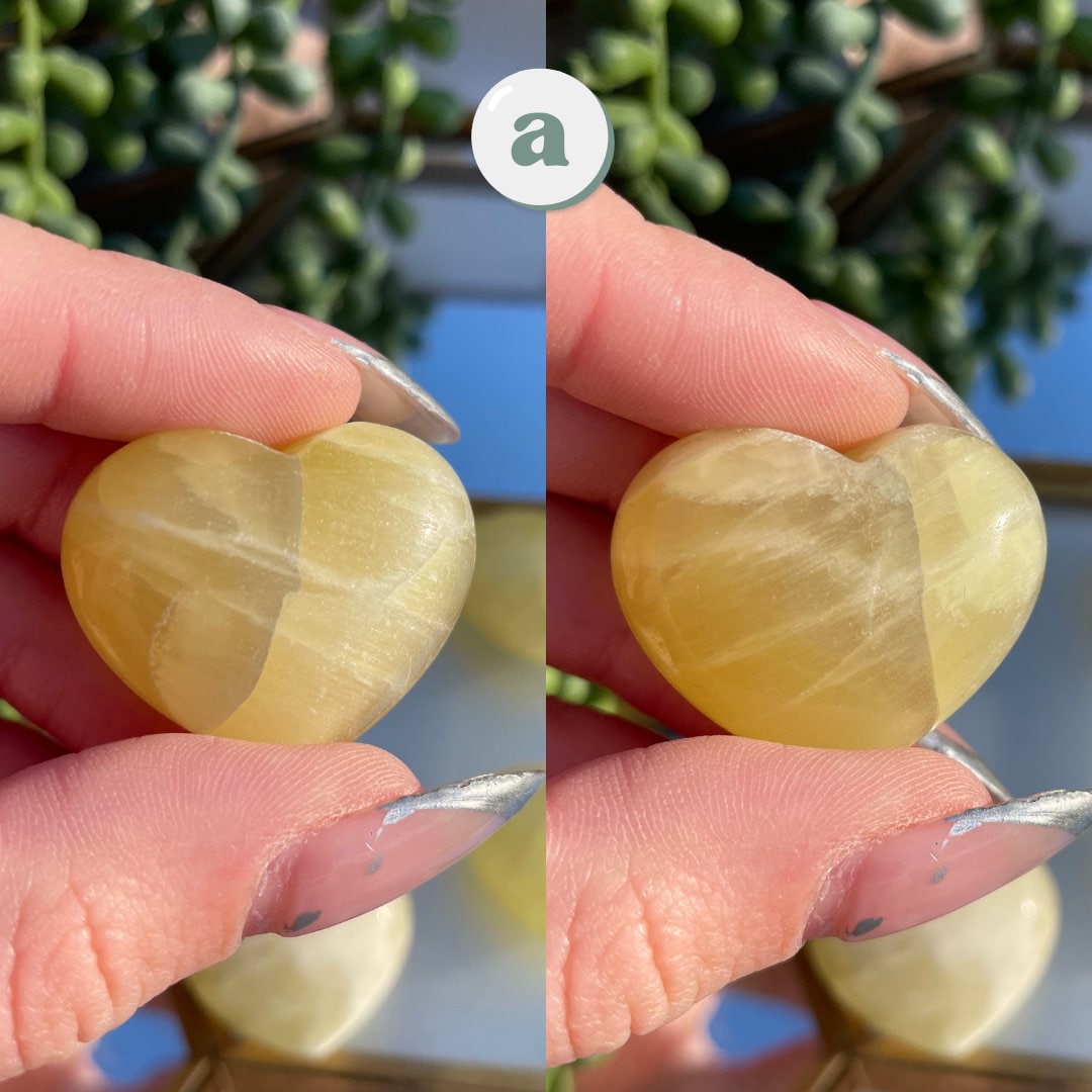 Lemon Calcite Crystal Hearts