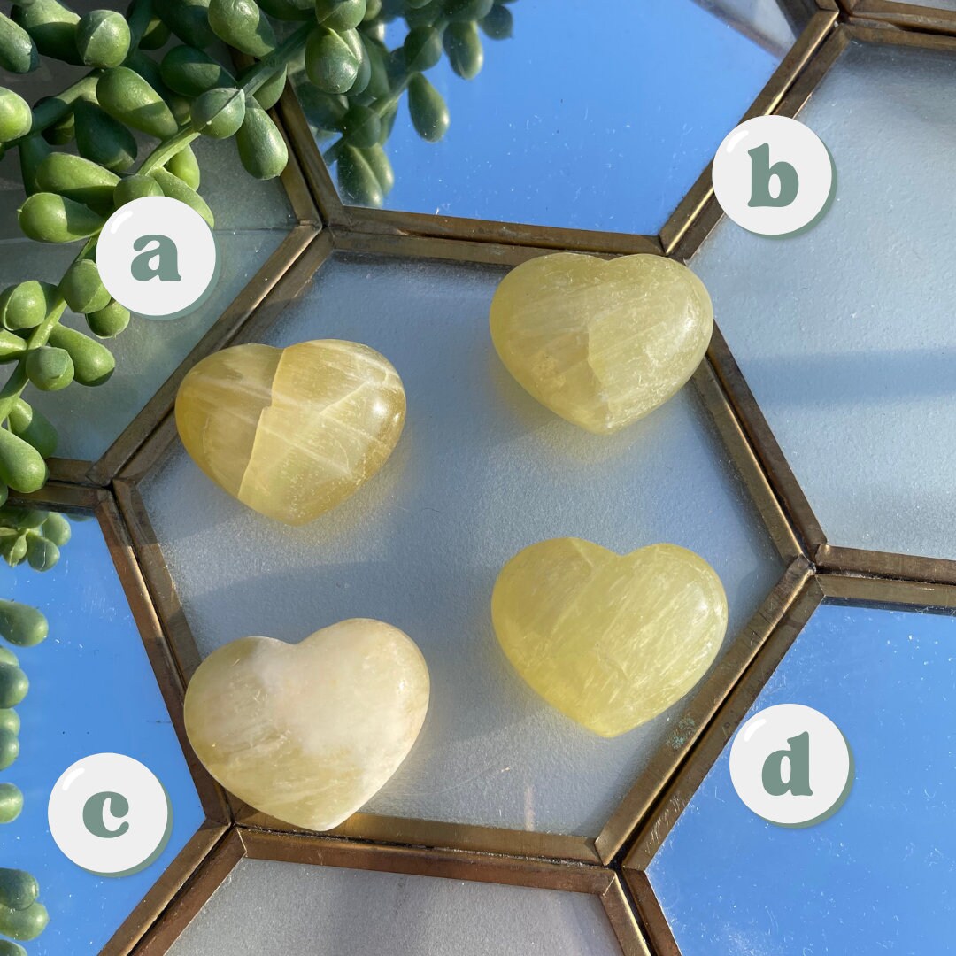 Lemon Calcite Crystal Hearts