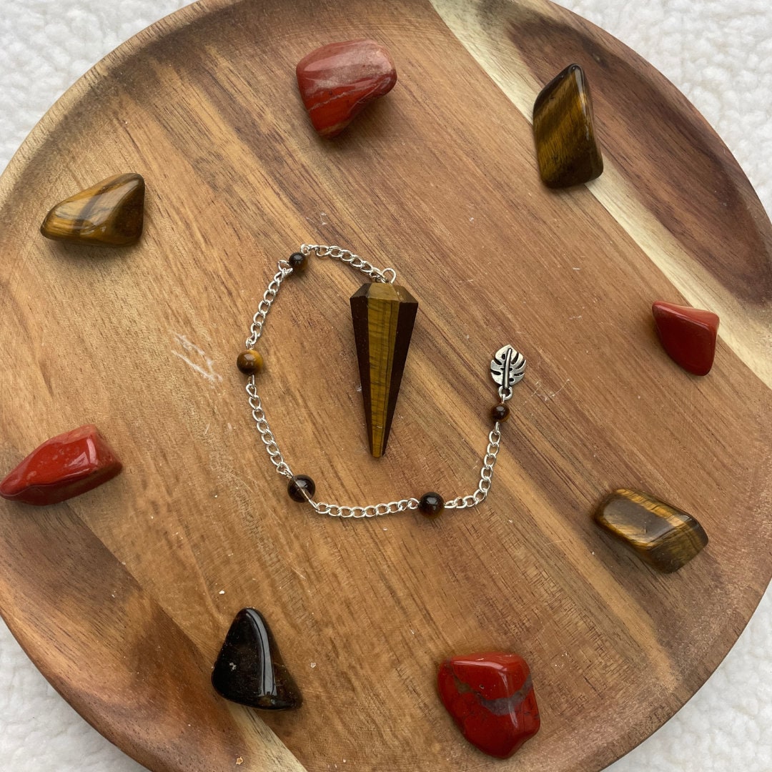 Tigers Eye Pendulum | Handmade with Smoky Quartz + Tigers Eye