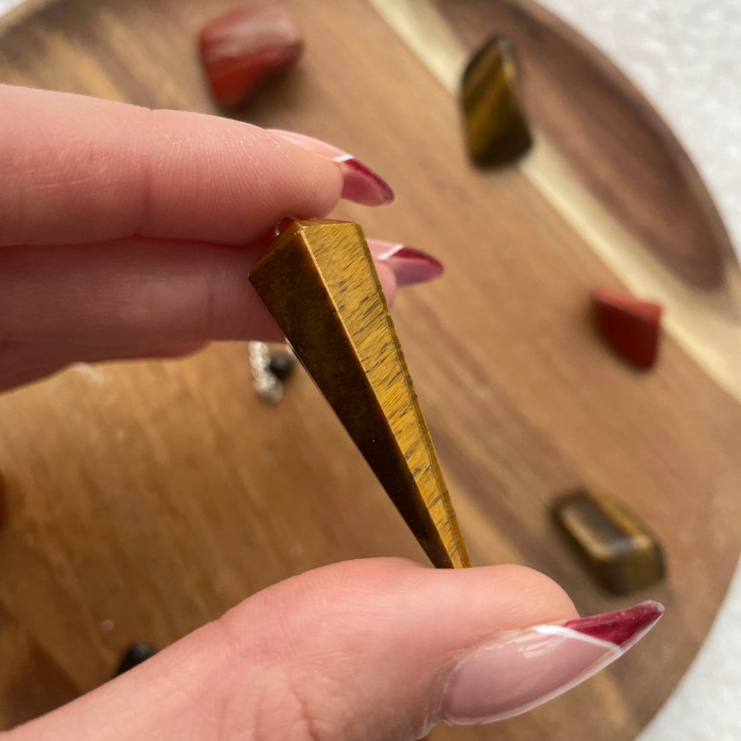 Tigers Eye Pendulum | Handmade with Smoky Quartz + Tigers Eye