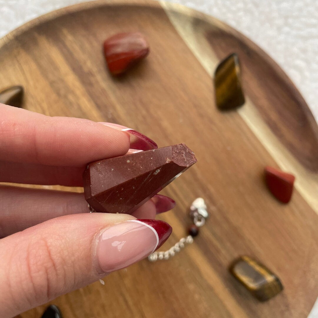 Brecciated Jasper Pendulum *damaged but still loveable* | Handmade with Red Tigers Eye + Mookaite + Smoky Quartz