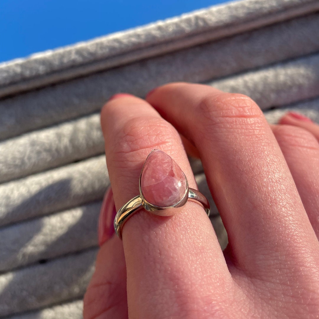 Rhodochrosite Sterling Silver Ring | P | 7.5