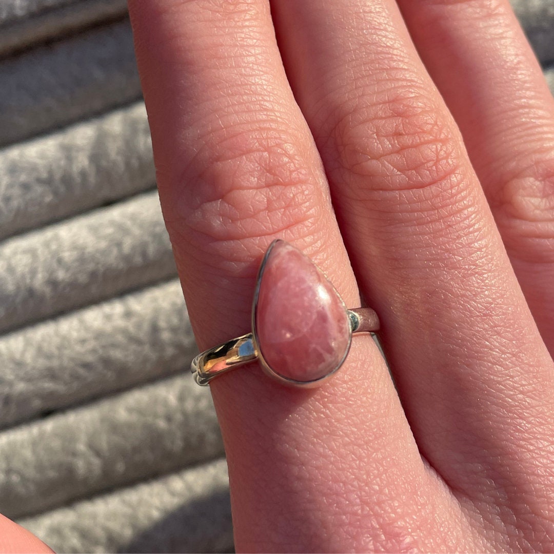 Rhodochrosite Sterling Silver Ring | P | 7.5