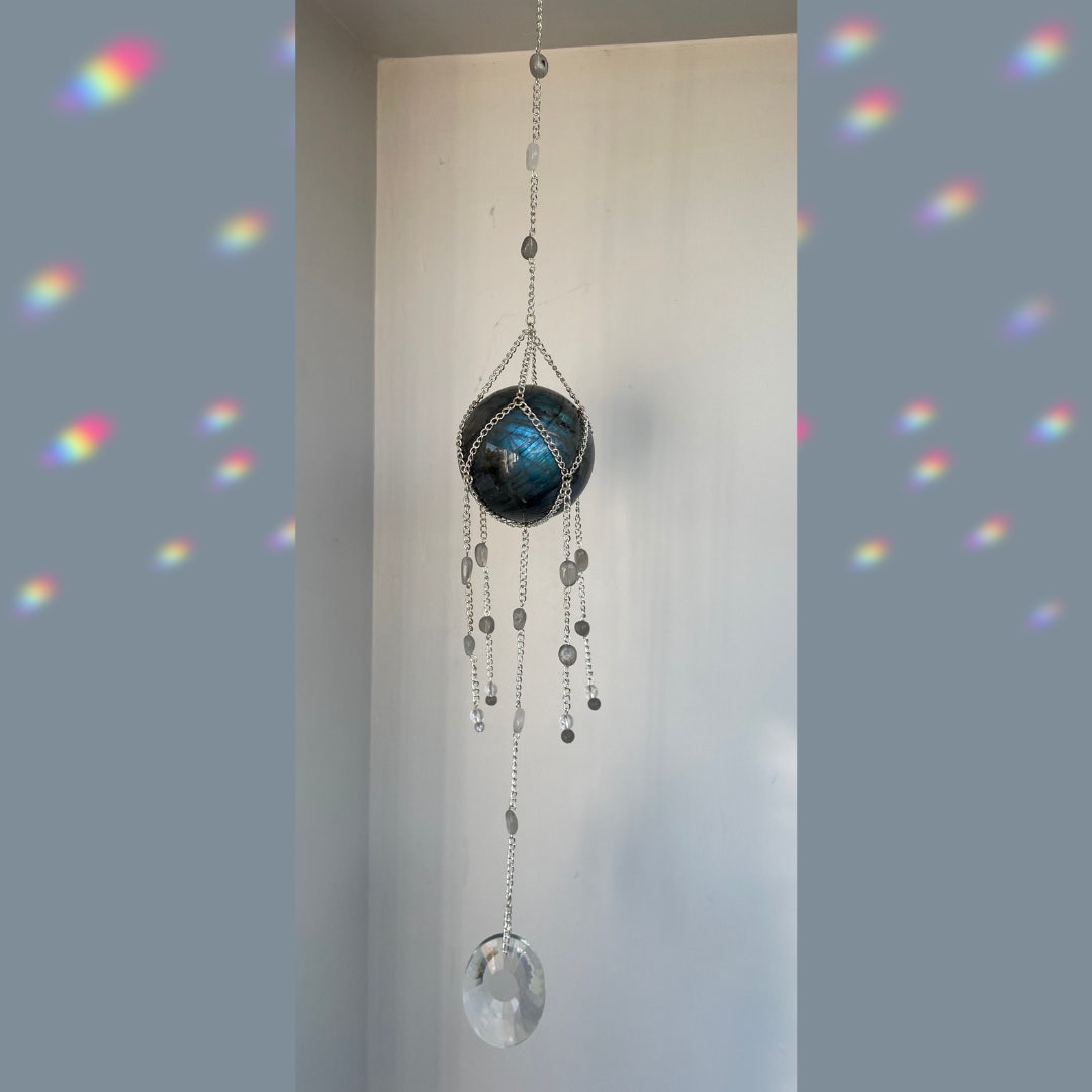 Labradorite Sphere Suncatcher | AAA Grade Suncatcher Crystal | Crystal Wall Hanging | Handmade 1