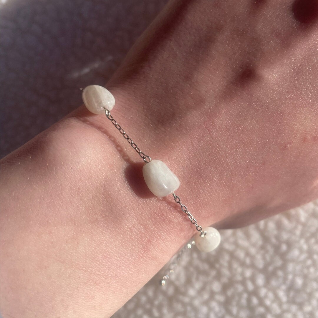 Rainbow Moonstone Bracelet | Handmade with High Quality Rainbow Moonstone | Sterling Silver