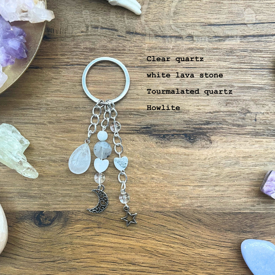 Small Crystal Teardrop Handmade Keyrings - 5 Options to Choose From - Rose Quartz - Clear Quartz - Amethyst - Carnelian - Tigers Eye