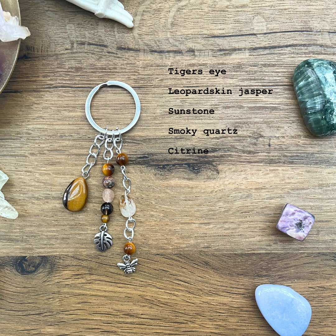 Small Crystal Teardrop Handmade Keyrings - 5 Options to Choose From - Rose Quartz - Clear Quartz - Amethyst - Carnelian - Tigers Eye