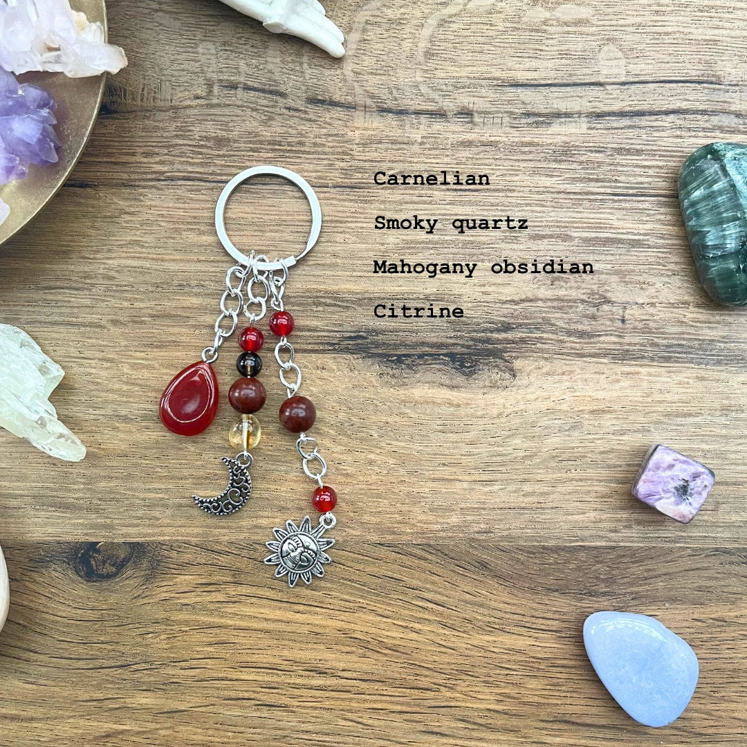 Small Crystal Teardrop Handmade Keyrings - 5 Options to Choose From - Rose Quartz - Clear Quartz - Amethyst - Carnelian - Tigers Eye